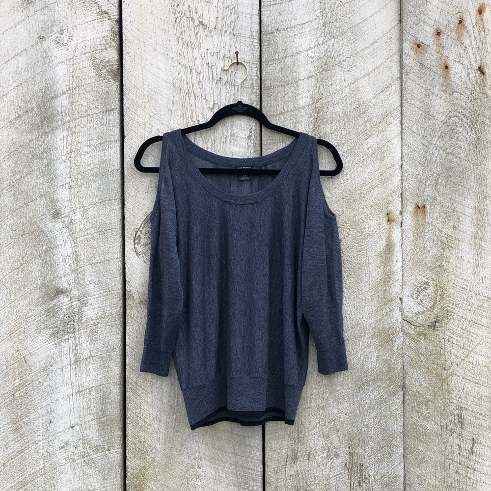 Club Monaco | blue cold shoulder long sleeve top
